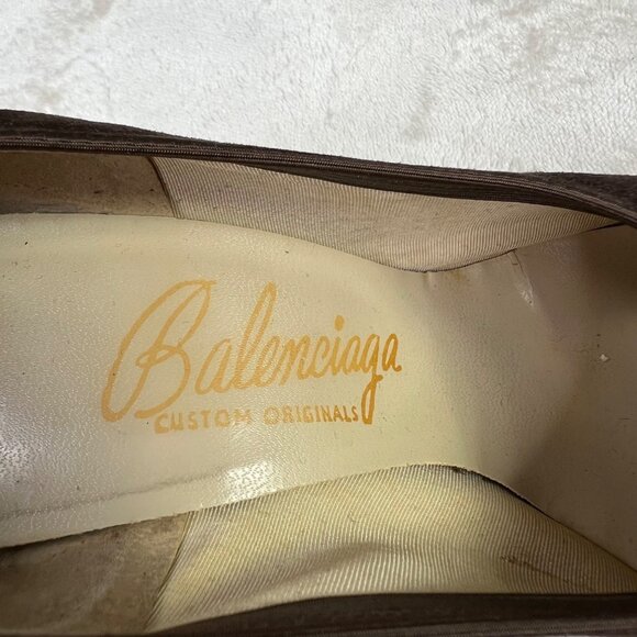 Vintage Balenciaga Chunky Pump Heel size 6.5 Brown Suede Closed Round Toe in Box - Picture 9 of 11